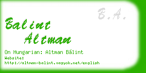 balint altman business card