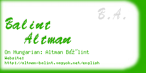 balint altman business card